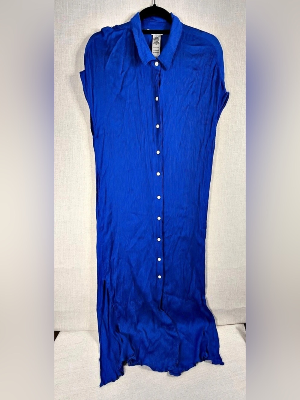 Tommy Bahama Calypso Wave Button Front Cover-Up Dress Blue Maxi Dress Medium